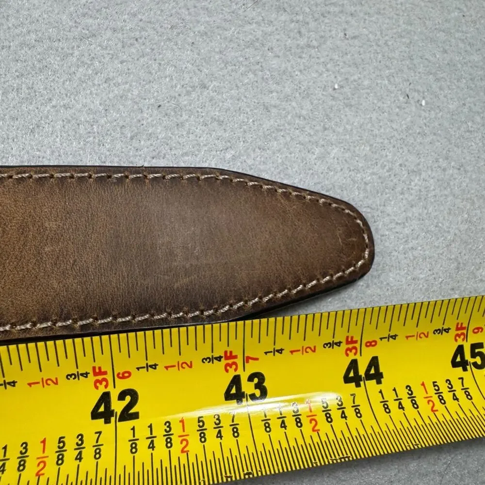 Johnston & Murphy Leather Belt Mens 38 Brown Distressed Oiled Contrast Stitched